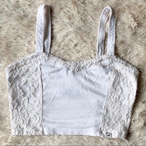 white lace crop top